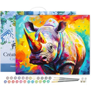 FIGURED'ART FiguredArt Peinture par Numéro Adulte avec cadre Rhinocéro...