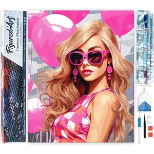 Figured'Art Diamond Painting set Volwassenen 40x50 cm Roze Ballonnen e...