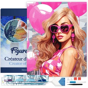 Figured'Art Diamond Painting set Volwassenen 40x50 cm met lijst Roze B...