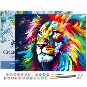 FIGURED'ART FiguredArt Peinture par Numéro Adulte avec cadre Lion Colo...