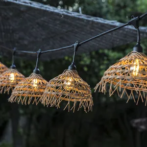 LUMISKY Lot de 2 guirlandes hawaii light connectable Noir Poly rotin 6M pas cher