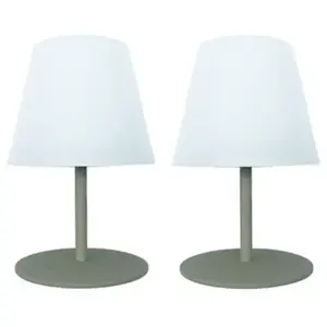 Comparateur de prix : Lumisky - Set de 2 lampes de table twins Vert olive Aluminium H16CM