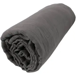 Drap housse Gaze de Coton 90 x 190 cm GAIA coloris Granit pas cher