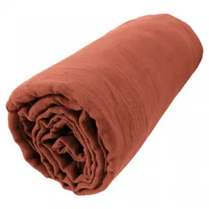 L'EFFET PAPILLON Drap housse Gaze de Coton 90 x 190 cm GAIA coloris Terracotta pas cher
