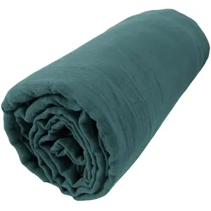 Drap housse Gaze de Coton 90 x 190 cm GAIA coloris Canard