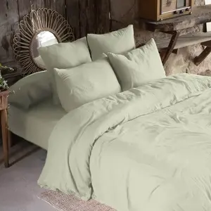 Housse de couette en gaze de coton GAIA - L'EFFET PAPILLON - Vert d'ea... pas cher