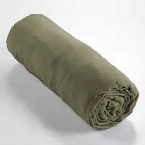 L'EFFET PAPILLON Drap housse Gaze de Coton 160 x 200 cm GAIA coloris Romarin
