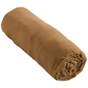 L'EFFET PAPILLON Drap housse Gaze de Coton 140 x 190 cm GAIA coloris Camel pas cher