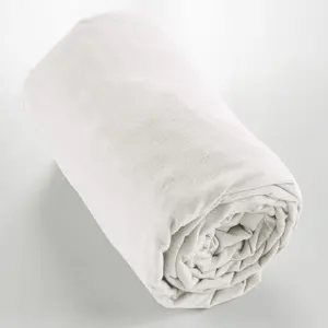 L'EFFET PAPILLON Drap housse flanelle 100% coton 160 x 200 cm CANDICE coloris Neige pas cher