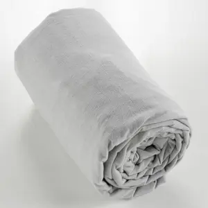 L'EFFET PAPILLON Drap housse flanelle 100% coton 90 x 190 cm CANDICE coloris Brume pas cher
