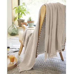 L'EFFET PAPILLON Plaid Gaze de Coton 130 x 160 cm Pampa pas cher