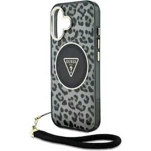 Guess HC IML Leopard Triangle Cord Strap MagSafe étui pour iPhone 16 -... pas cher