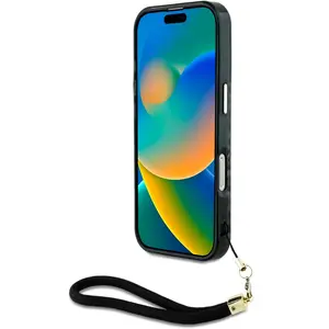Guess HC IML Leopard Triangle Cord Strap MagSafe Case for iPhone 16 Pr... pas cher
