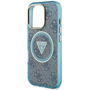 Guess Case IML Metal Glitter 4G Circle Triangle MagSafe for iPhone 16 Pro Max blue (Apple iPhone 16 Pro Max), Coque pour téléphone portable, Bleu pas cher