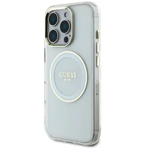 Guess Case IML Metal Colored Circle Classic Logo MagSafe for iPhone 16 Pro Max white (Apple iPhone 16 Pro Max), Coque pour téléphone portable, Blanc pas cher