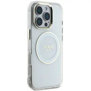 Guess Case IML Metal Colored Circle Classic Logo MagSafe for iPhone 16 Pro white (Apple iPhone 16 Pro), Coque pour téléphone portable, Blanc pas cher