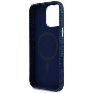 Guess Case Denim Triangle Logo MagSafe for iPhone 16 Pro Max blue (Apple iPhone 16 Pro Max), Coque pour téléphone portable, Bleu pas cher
