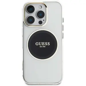 Guess Case IML Metal Colored Circle Classic Logo MagSafe for iPhone 16 Pro black (Apple iPhone 16 Pro), Coque pour téléphone portable, Noir pas cher