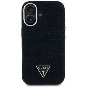 Coque Guess Denim Triangle Logo MagSafe pour iPhone 16 - Black pas cher