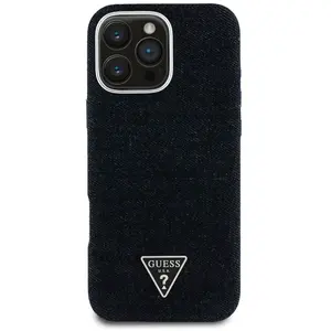 Guess Case Denim Triangle Logo MagSafe for iPhone 16 Pro Max black (Ap... pas cher