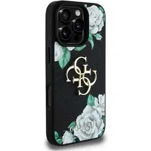 Guess Case Grained Roses Big 4G logo for iPhone 16 Pro black (Apple iP... pas cher