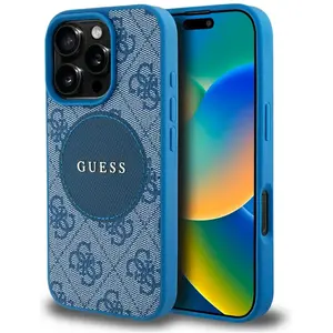 Guess Case 4G Circle Classic Logo MagSafe for iPhone 16 Pro blue (Appl... pas cher