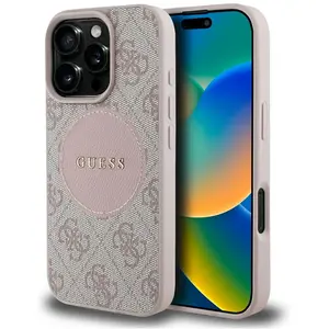 Guess Case 4G Circle Classic Logo MagSafe for iPhone 16 Pro pink (Apple iPhone 16 Pro), Coque pour téléphone portable, Pink pas cher