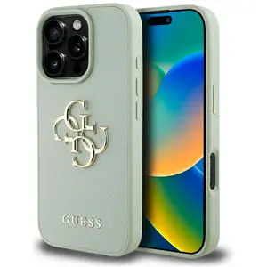 Guess Hardcase PU Grained Big 4G and Classic Logo Case for iPhone 16 Pro 6,3" Green (Apple iPhone 16 Pro), Coque pour téléphone portable, Vert pas cher