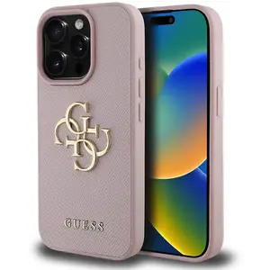 Guess Coque De Téléphone Pu Grained 4g Metal Logo Iphone 15 Pro Max pas cher