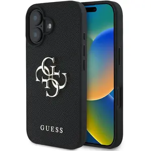Guess Coque De Téléphone Pu Grained 4g Metal Logo Iphone 16 pas cher