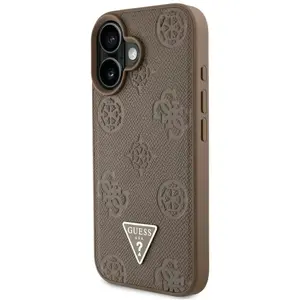 Guess Case Grained Hot Stamp Peony Triangle Logo MagSafe for iPhone 16... pas cher