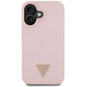 Guess Case Grained Hot Stamp Peony Triangle Logo MagSafe for iPhone 16... pas cher