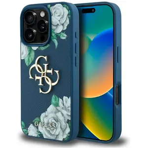 Guess Case Cover Voor Iphone 16 Pro Gemalen Rozen Logo Hoge Kwaliteit pas cher