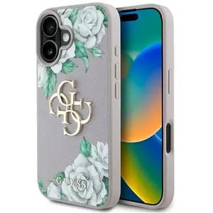 Guess Case Grained Roses Big 4G logo for iPhone 16 purple (Apple iPhone 16), Coque pour téléphone portable, Violet pas cher