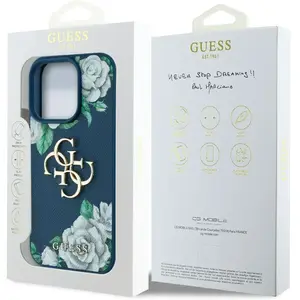 Guess Case Grained Roses Big 4G logo for iPhone 16 Pro Max blue (Apple... pas cher