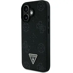 Guess Case Grained Hot Stamp Peony Triangle Logo MagSafe for iPhone 16... pas cher
