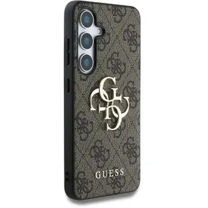 Guess PU 4G Metal Logo Case Samsung Galaxy S25 - Bruin pas cher