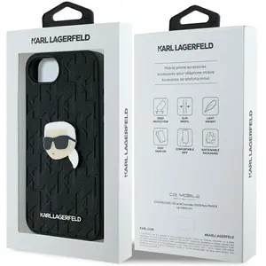 Comparateur de prix : Karl Lagerfeld Case Monogram Karl Head Pin for iPhone 16e black (Apple iPhone 16e), Coque pour téléphone portable, Noir