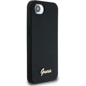 Coque pour iPhone 16e - Guess Silicone Script Metal Logo (GUHMPSE4SMBS... pas cher