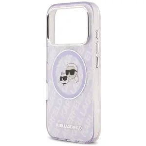 Karl Lagerfeld case Magsafe IML glitter case metal camera frame and buttons Karl and Choupette heads (Étui pour appareil photo), Housse pour appareil photo, Violet pas cher