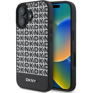 DKNY   iPhone 16 Backcover hoesje   PU Leather Repeat Pattern Bottom S... pas cher