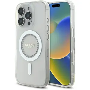 Guess Coque De Téléphone Iml Rhinestones Ring Magsafe Iphone 16 Pro pas cher