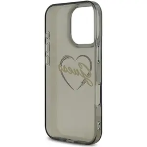 Coque pour iPhone 16 Pro - Guess Hardcase IML Heart (GUHCP16LHCHGSPK) - Noir pas cher