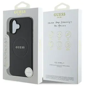GUESS, Back Cover Geschikt voor Apple iPhone 16 met MagSafe-korrelstructuur, Zwart pas cher