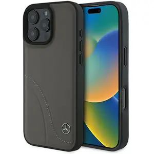 Mercedes-Benz Backcase hoesje geschikt voor iPhone 16 Pro Max - Effen Bruin - Leer pas cher