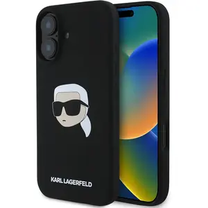 Comparateur de prix : Karl Lagerfeld Backcase hoesje geschikt voor iPhone 16 - Effen Zwart -...
