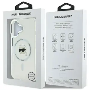 Comparateur de prix : Karl Lagerfeld-iPhone 16-Backcover hoesje-Karl Head-Magsafe-metal-Wit