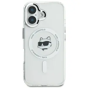 Karl Lagerfeld iPhone 16 Backcover hoesje Magsafe IML metal Wit pas cher