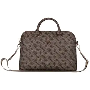 Guess PU 4G Triangle Logo Laptoptas voor 13/14/15 inch - Bruin pas cher