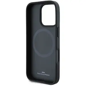 BMW Backcase hoesje geschikt voor iPhone 16 Pro - Effen Zwart - Leer pas cher